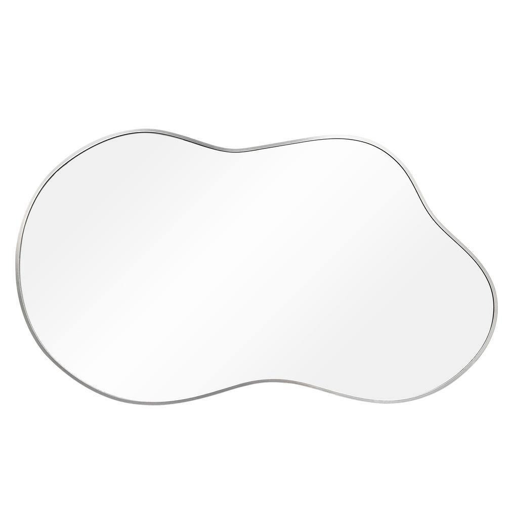 36 in. W. x 20 in. H Irregular Silver Aluminum Alloy Framed Wall Mirror Asymmetrical Wall Mirror
