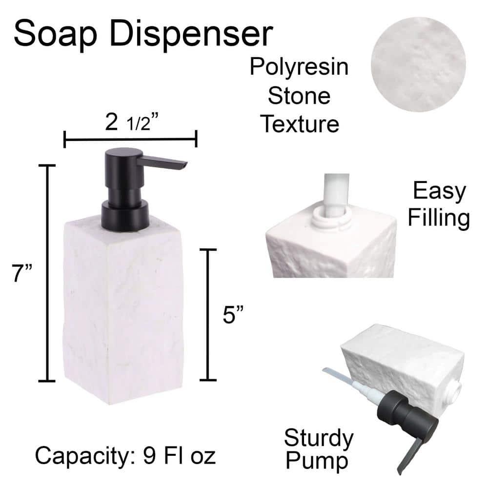 Evideco Stone Bath Square Resin Hand Soap & Lotion Dispenser