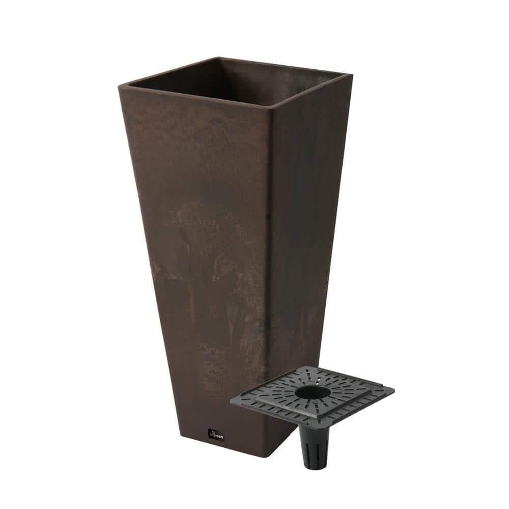 Algreen Valencia 10.5"x24"H Square Planter with Water Tray