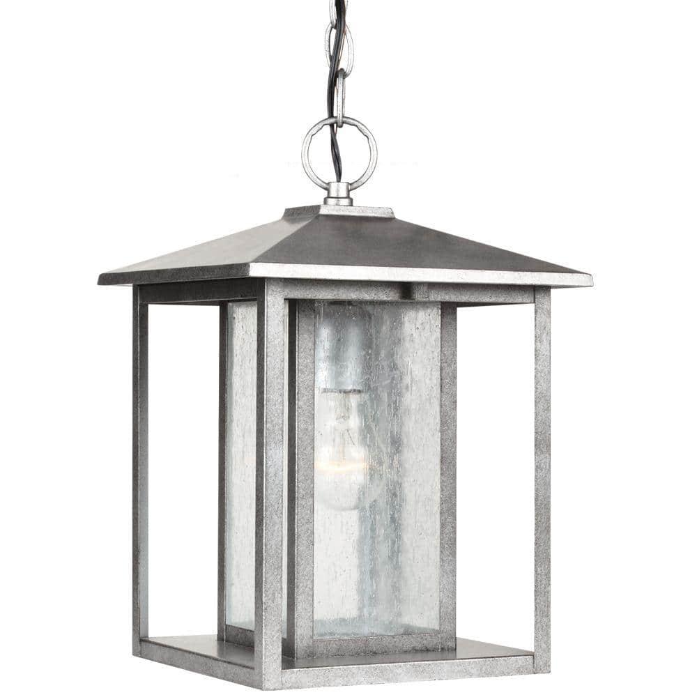 Sea Gull Lighting 62027-57 Hunnington One Light Outdoor Pendant, Weathered Pewter Finish