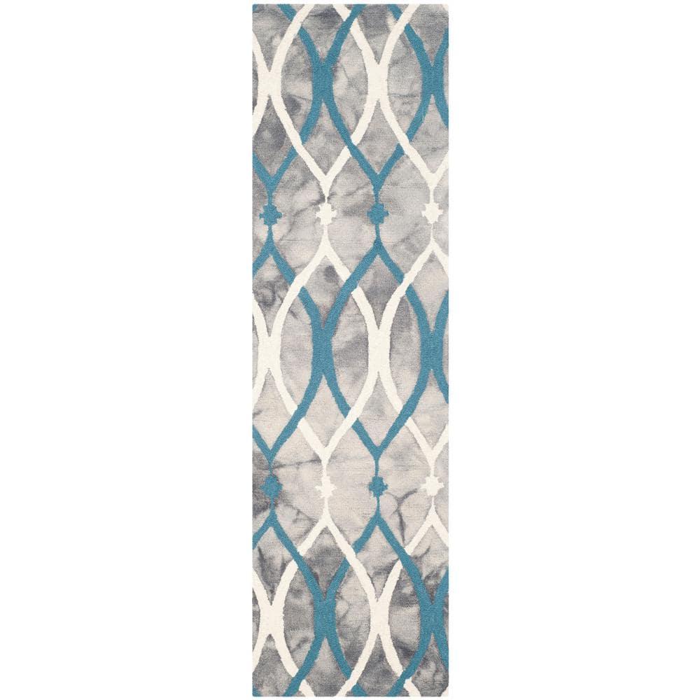 Dip Dye DDY534 Hand Tufted Runner Rug - Grey/Ivory Blue - 2'3"x14' - Safavieh.