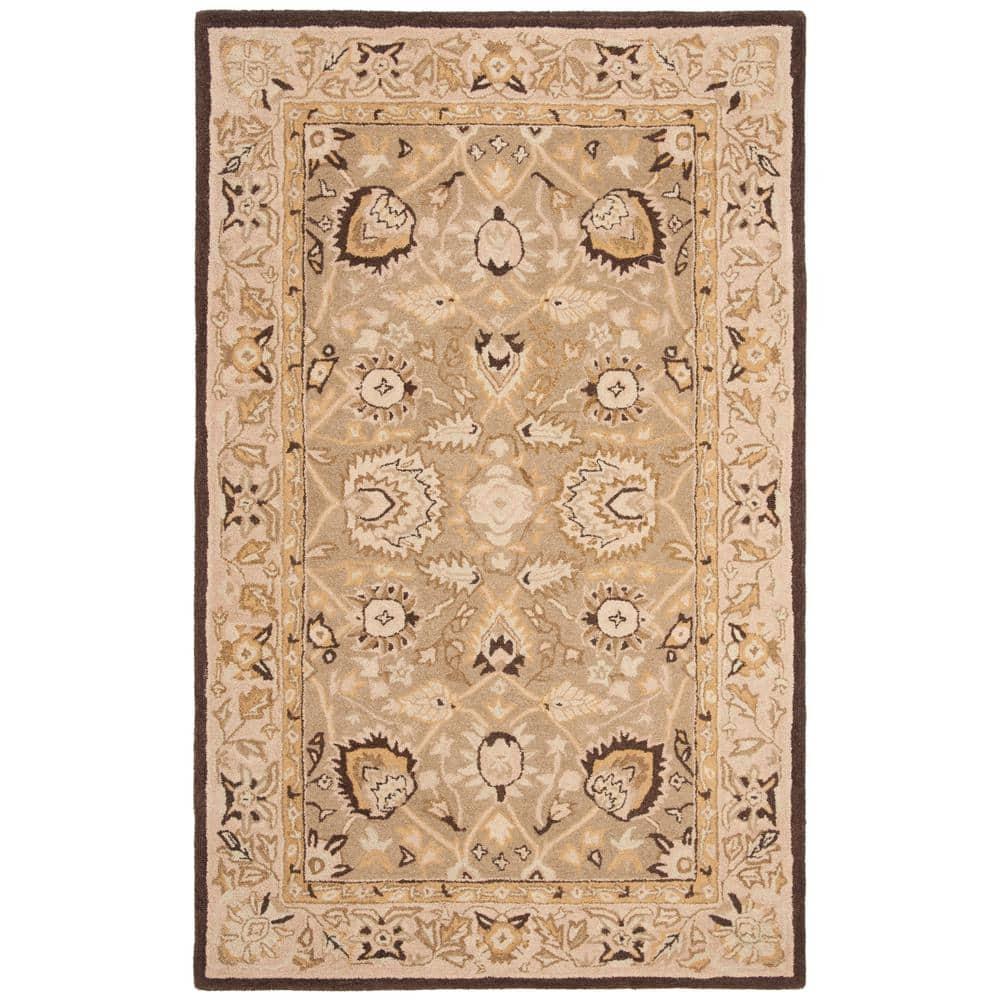 SAFAVIEH Anatolia Venice Traditional Wool Area Rug, Sage/Beige, 4' x 6'