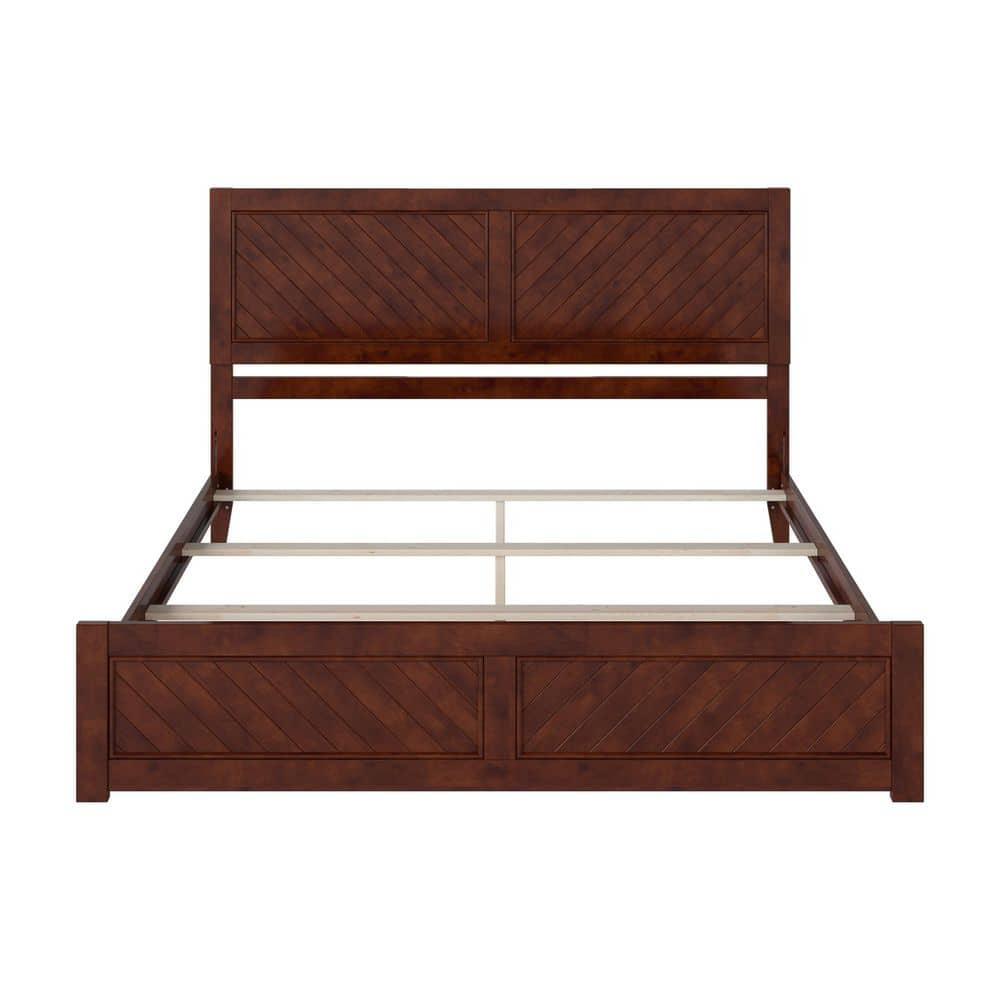 AFI Canyon Walnut Solid Wood Foundation Bed Frame with Matching Footboard, King