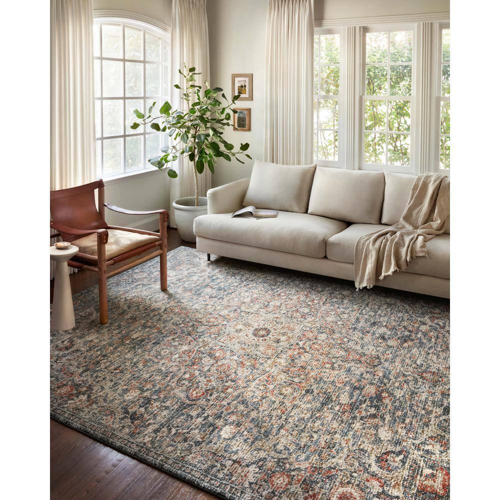 Loloi II Saban SAB-02 Oriental Blue / Spice Area Rug 3'-9" x 3'-9" Round