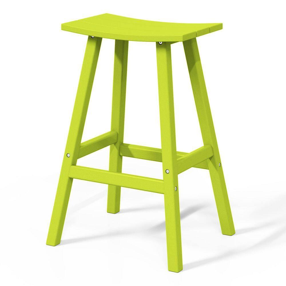 Polytrends  Laguna Hdpe All Weather Outdoor Patio 29" Saddle Seat Bar Stool Lime