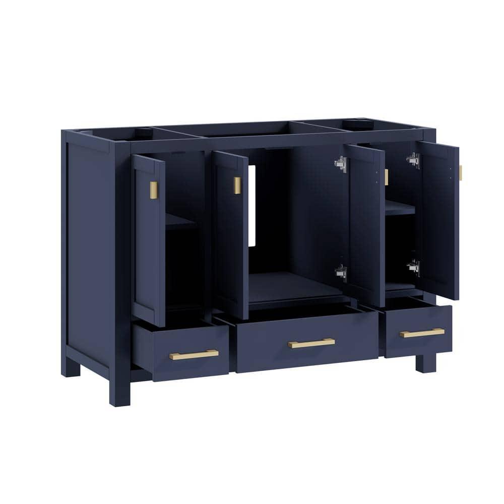 Navy Blue Solid Wood Single Sink Vanity with Stone Top