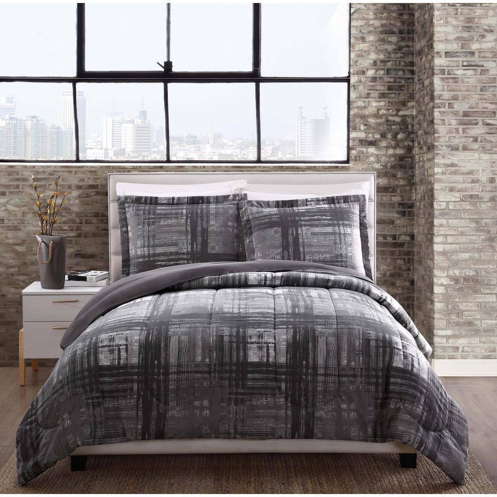 Style 212 Camden Modern & Contemporary Box Stitch Plaid Comforter Set