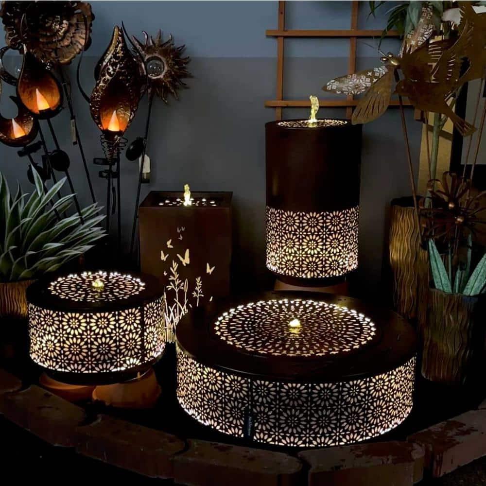 Sullivans 21.75" Pierced Copper Square Fountain, Metal