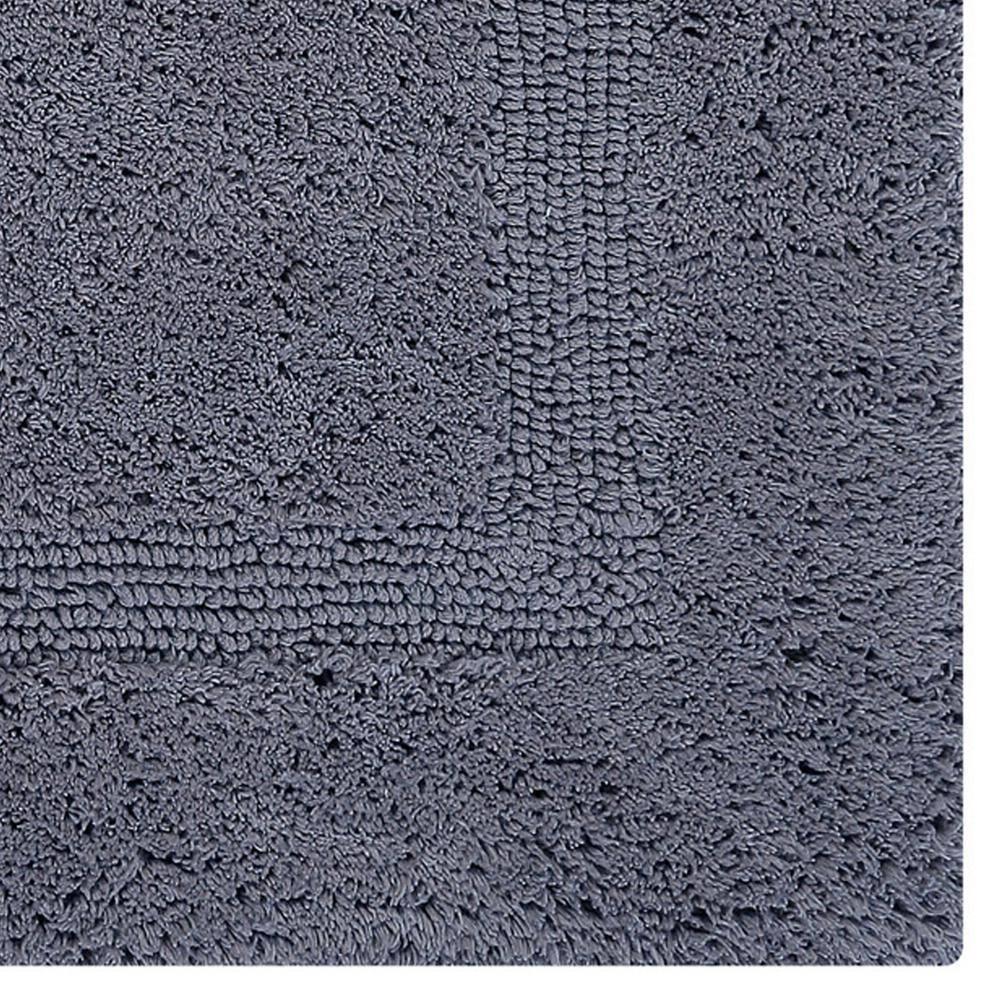 Better Trends Lux 100% Cotton Tufted Solid Reversible Bath Rug Set 3 PC (20" x 20" | 21" x 34" | 20" x 60") - Gray