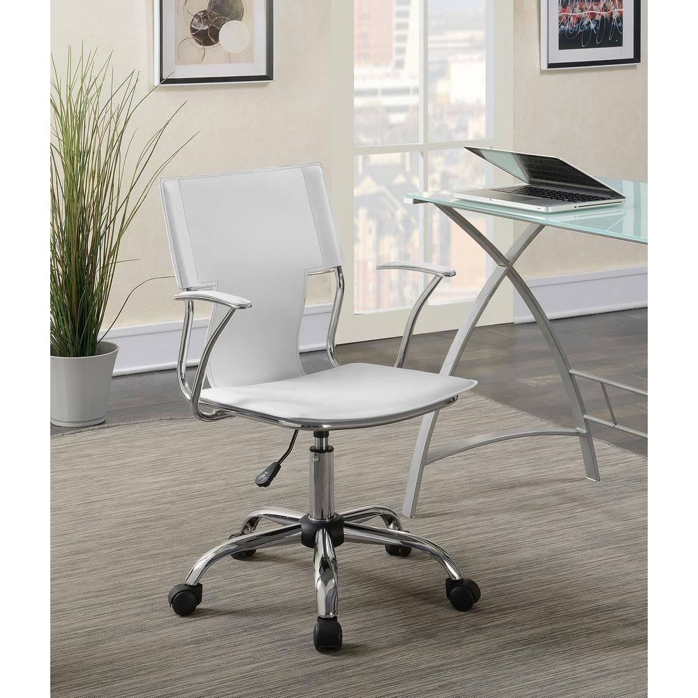Contemporary styled mid back office chair, White/Chrome - Saltoro Sherpi