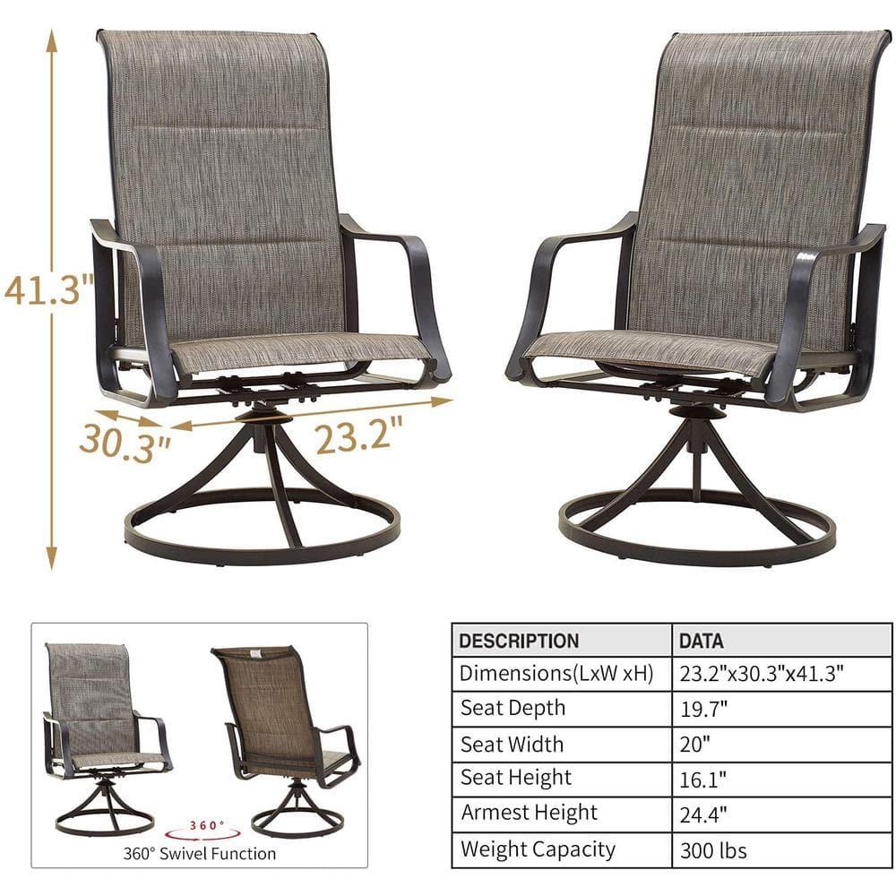 Techmilly Outdoor Dining Chairs , Patio Swivel Chairs Set of 2, Support 400lbs , Dark Grey