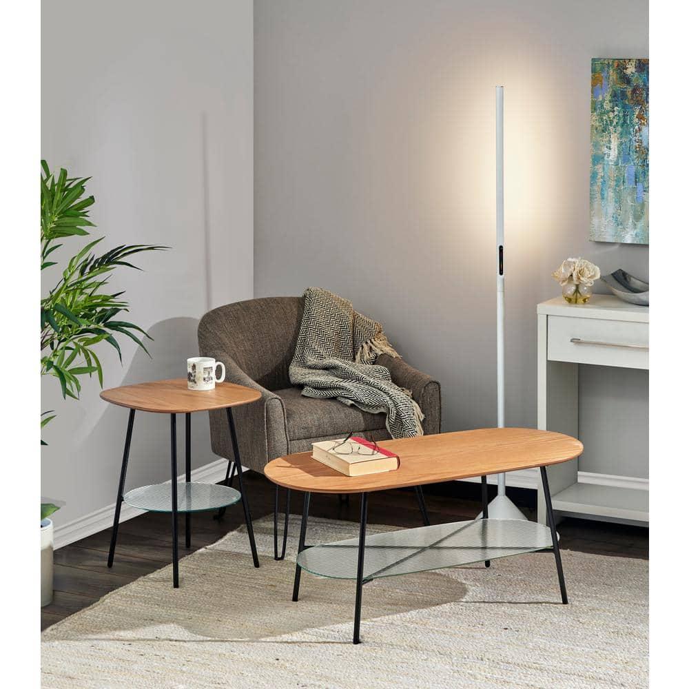 Matte White LED Floor Lamp with Slide Dimmer and RGB Switch