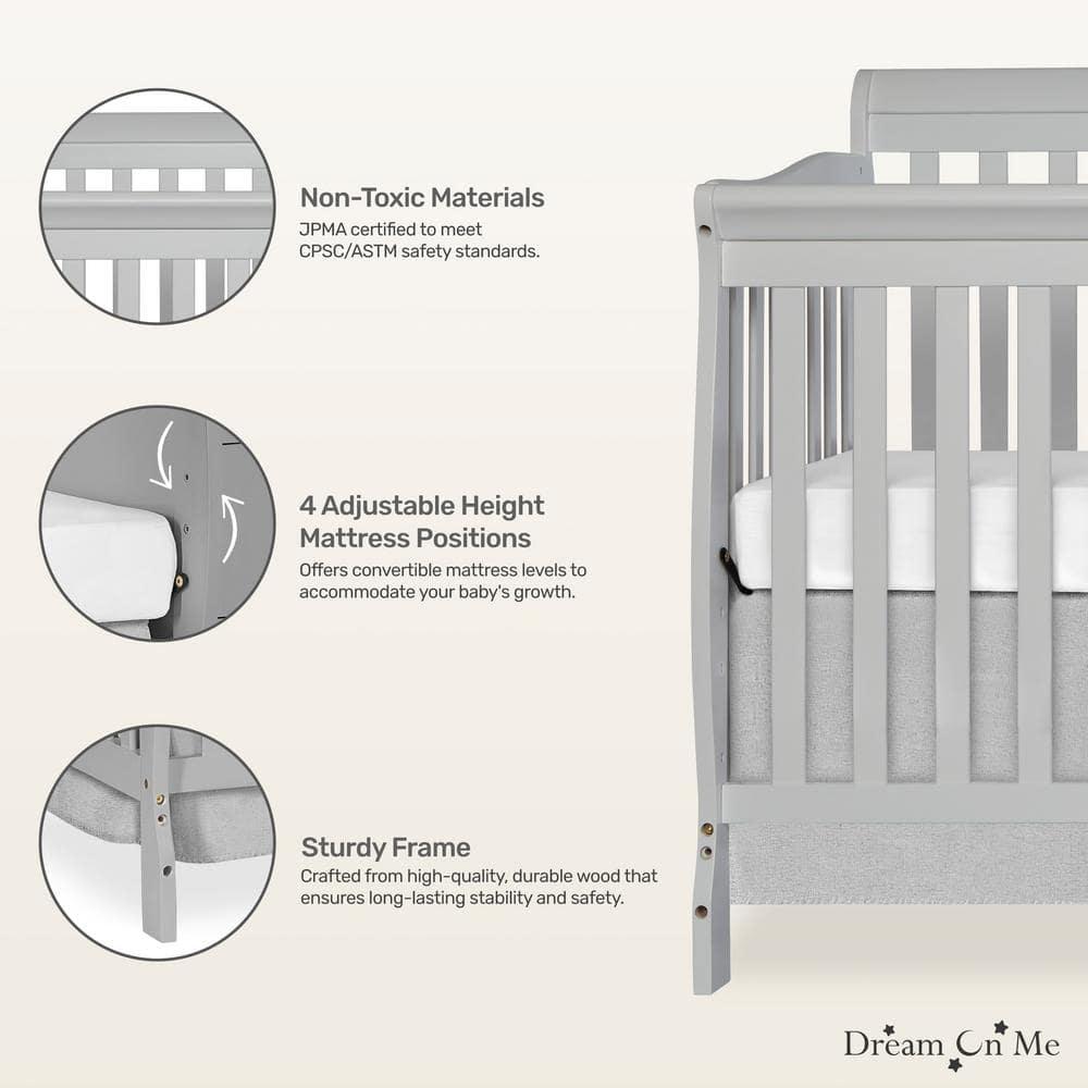 Pebble Grey Pine 5-in-1 Convertible Crib with Changer