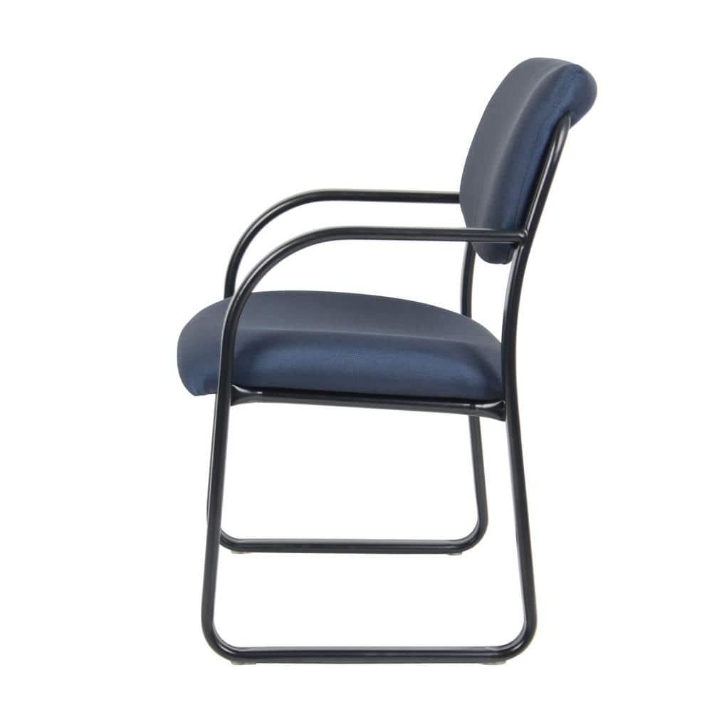 Sled Base Guest Chair Blue - Boss: Sturdy Metal Frame, Padded Back & Seat, Fixed Height