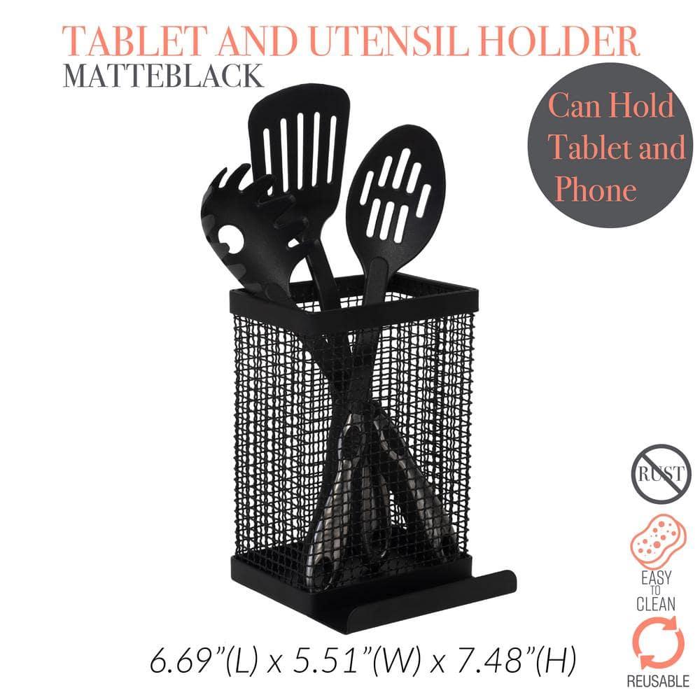 Kitchen Details Industrial Collection Tablet and Utensil Holder in Matte Black