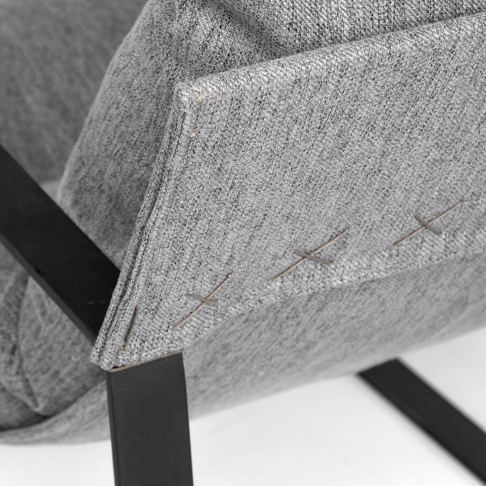 Gray Fabric and Black Iron Slipper Accent Chair