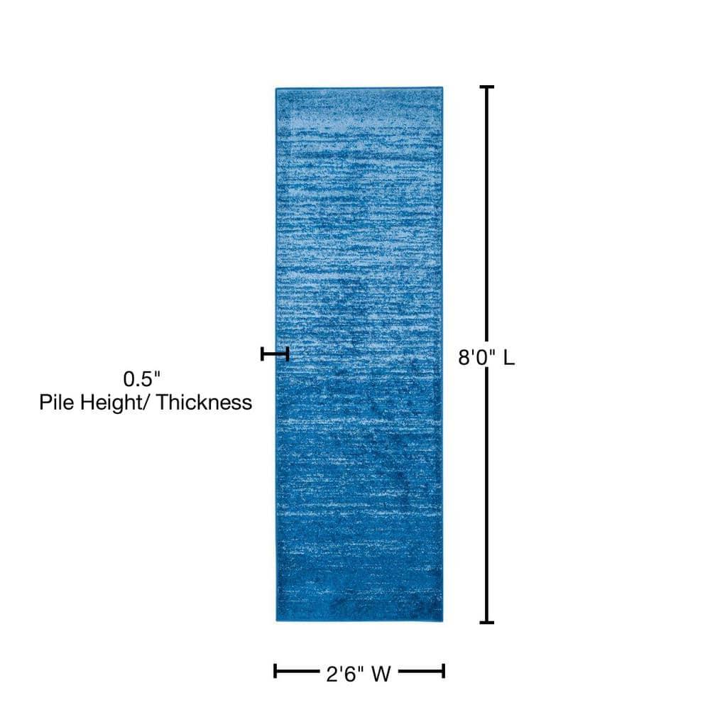Adirondack ADR113 Machine Made Indoor Runner - Light Blue/Dark Blue - 2'-6"x8' - Safavieh