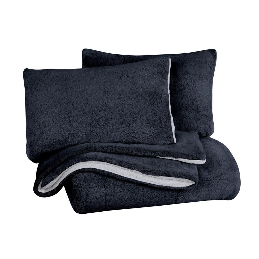 Ultra Plush Reversible Faux Fur and Sherpa 3-Piece Comforter Set
