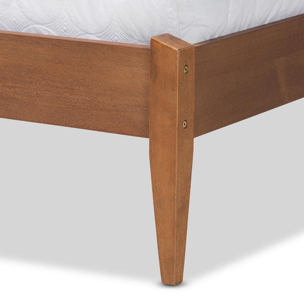 Baxton Studio Lenora Beige and Walnut Brown Finished Wood King Size Platform Bed