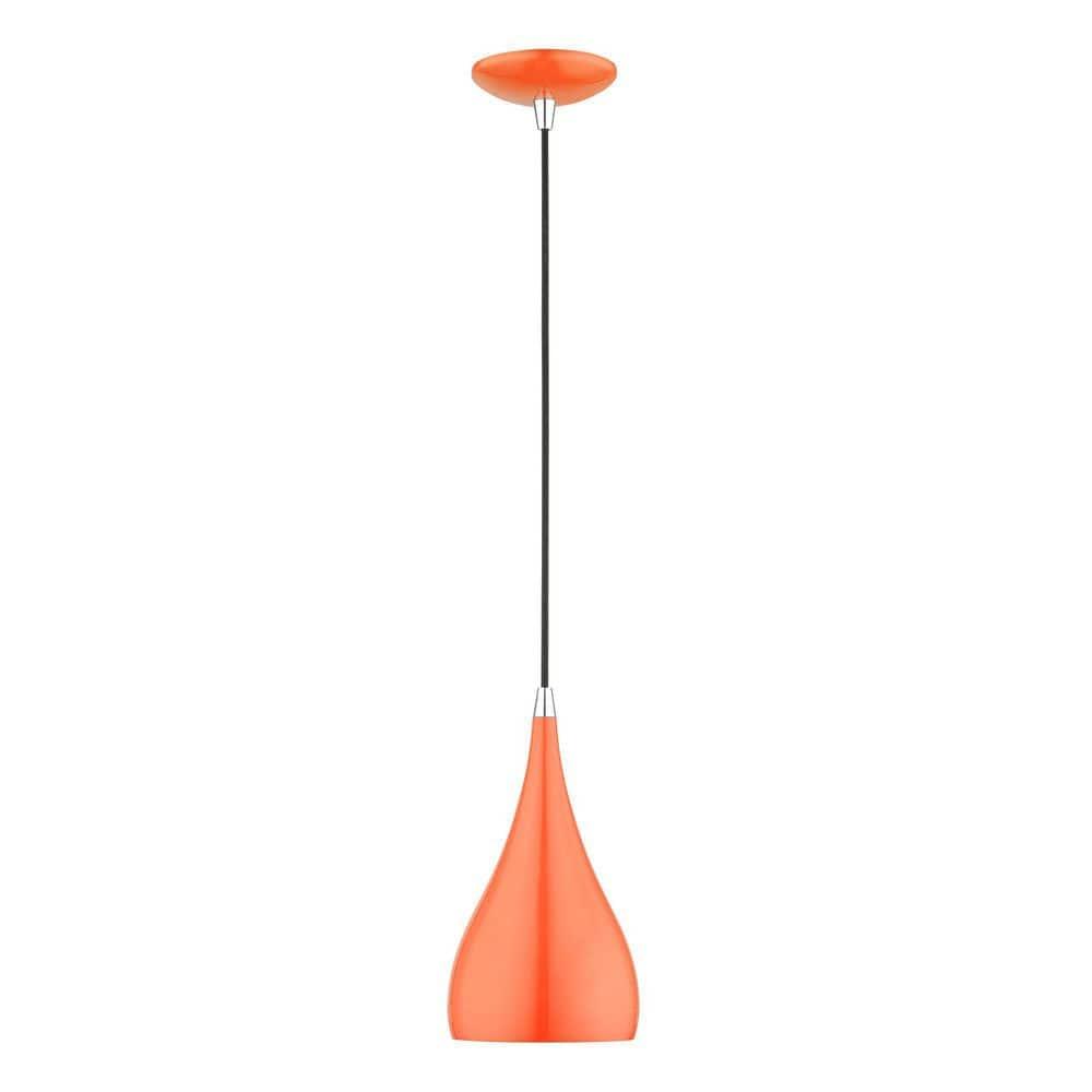 Livex Lighting Amador 1 - Light Pendant in  Shiny Orange/Polished Chrome