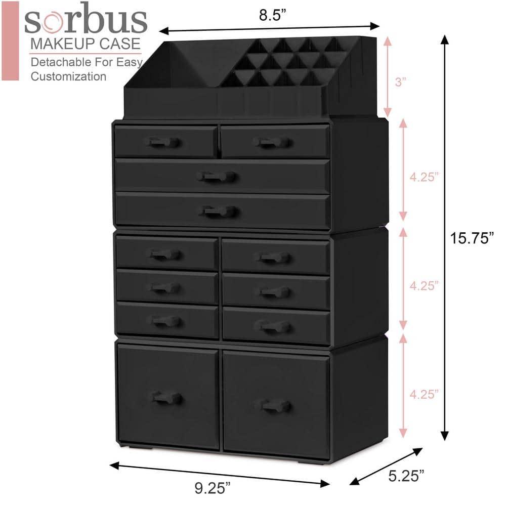 Sorbus Makeup Organizer with Lipstick, Brush Holders, Large 12 Drawers