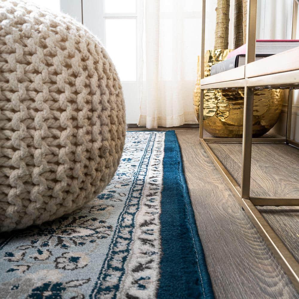 3'x 5' Palmette Modern Persian Floral Area Rug, Navy/Blue - JONATHAN Y