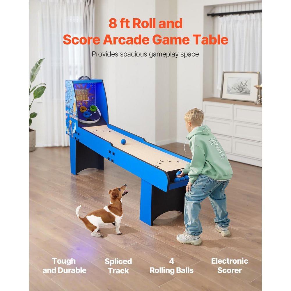 8 ft. Roll and Score Classic Arcade Game Table, Skee Ball Arcade Machine Indoor with Electronic Scorer, Sound, Automatic