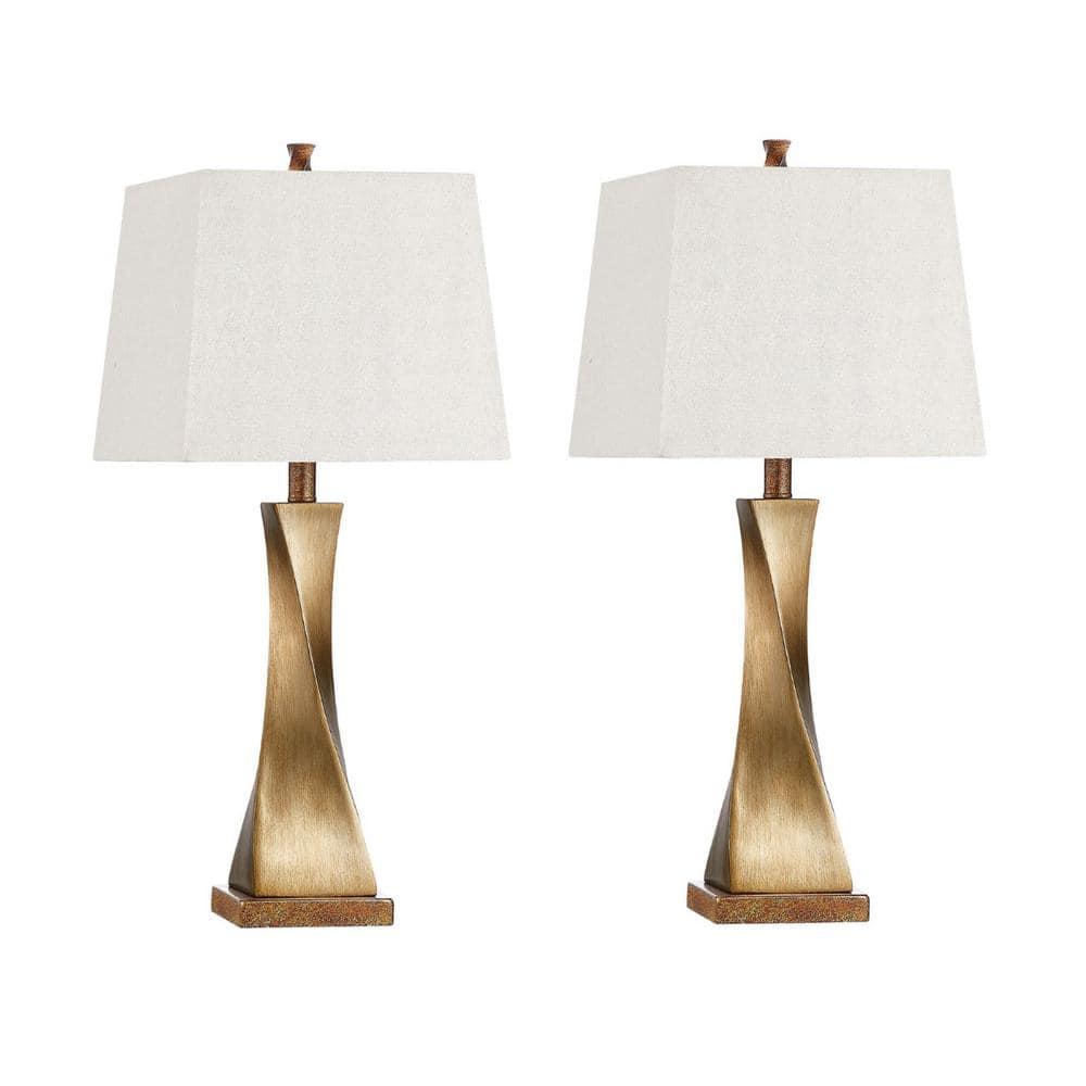Kawoti  27" Distressed Painted Table Lamp Set (Set of 2)