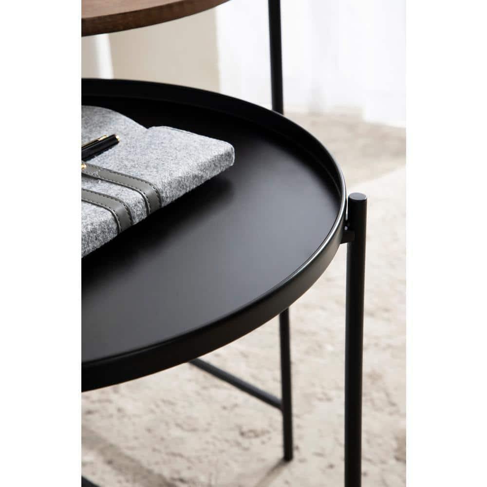 Ulani Modern Round Nesting Tables with Mango Wood and Metal Frame