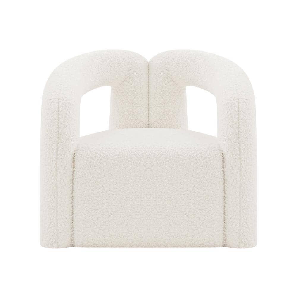 Darian Modern Boucle Upholstered Accent Chair Cream - Manhattan Comfort: Pine Wood Frame, High-Density Foam