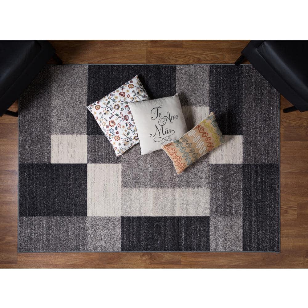 World Rug Gallery Modern Boxes Design Non-slip (Non-skid) Gray 3'3" x 5' Area Rug
