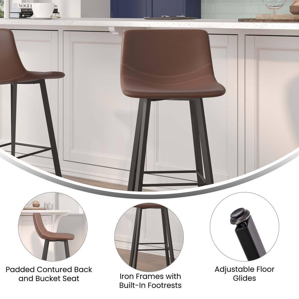 Taylor & Logan Brandy Upholstered Counter Stool with Metal Frame (Set of 2)