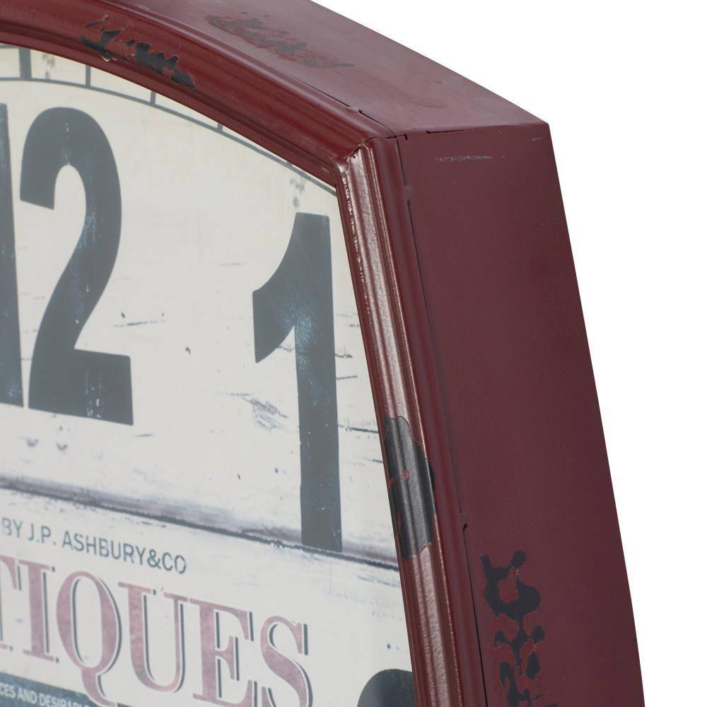DecMode 19" x 33" Red Metal Pocket Watch Style Wall Clock