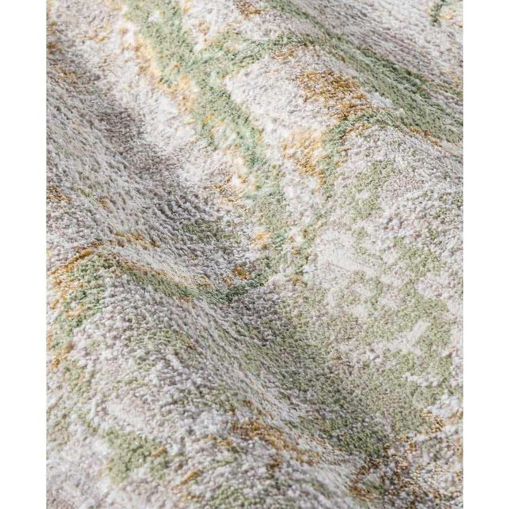 TOWN & COUNTRY LUXE Opaline Bold Marble Area Rug with Glam Metallic Ribbed Texture Pile, Sage Green