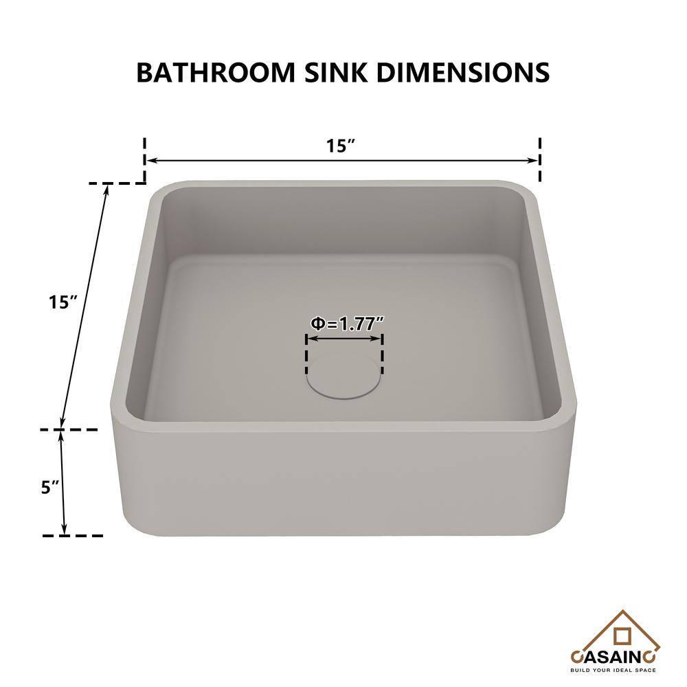 CASAINC CASAINC Maple 15.35'' Concrete Square Bathroom Sink CA-VS1020-CC