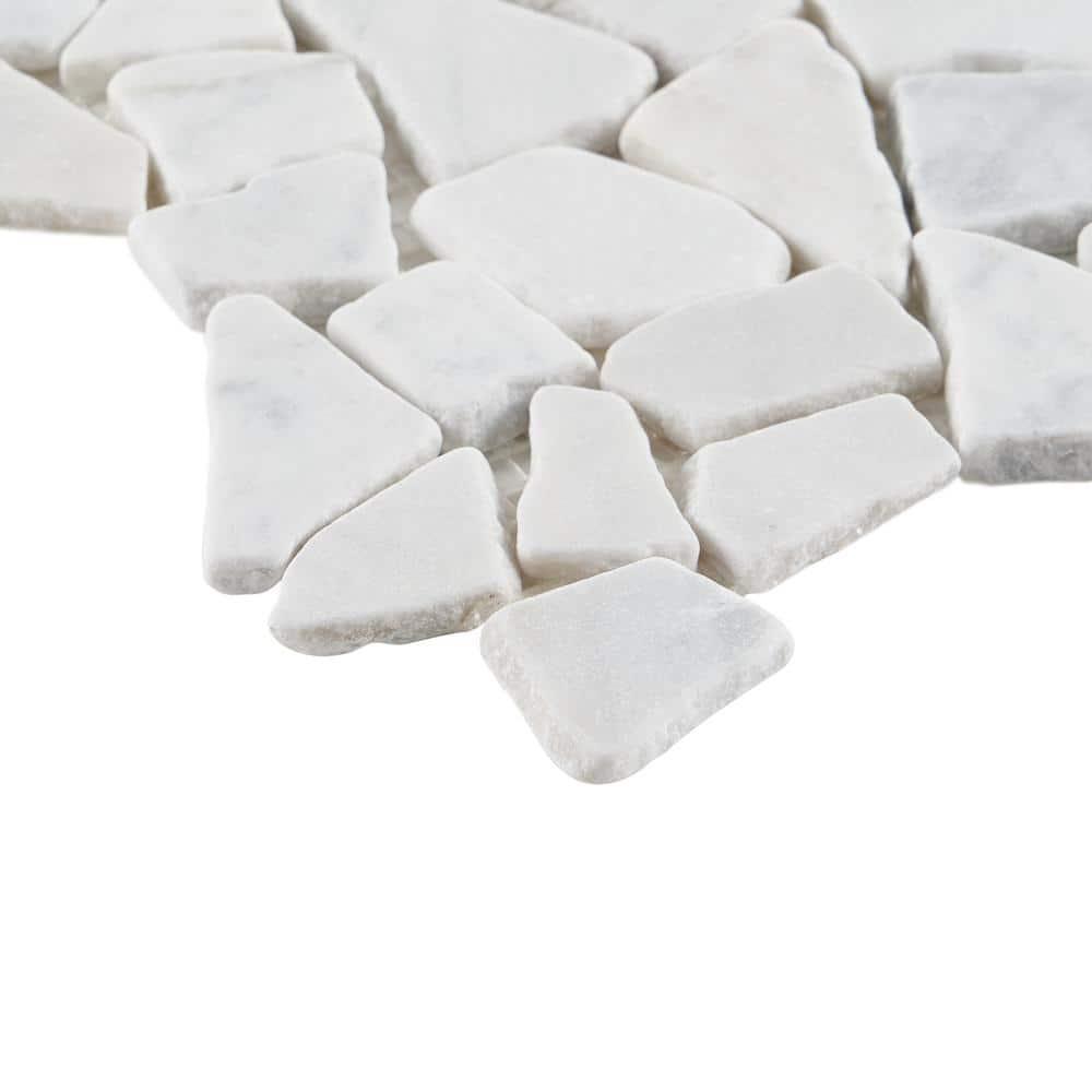 Countryside Carrara Tumbled 11.81 in. x 11.81 in. Natural Marble Floor and Wall Mosaic Tile