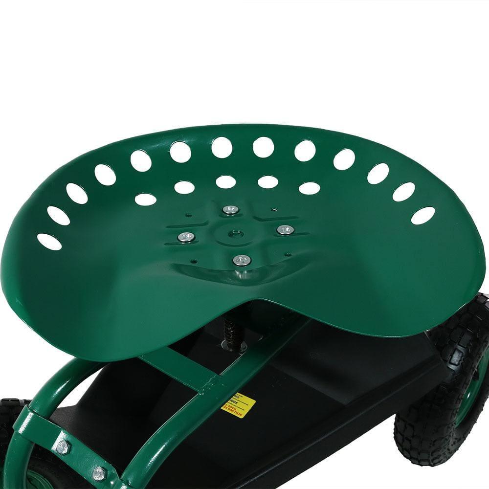 SunnyDaze Decor Steel Extendable Steering Handle Swivel Seat & Basket Garden Carts