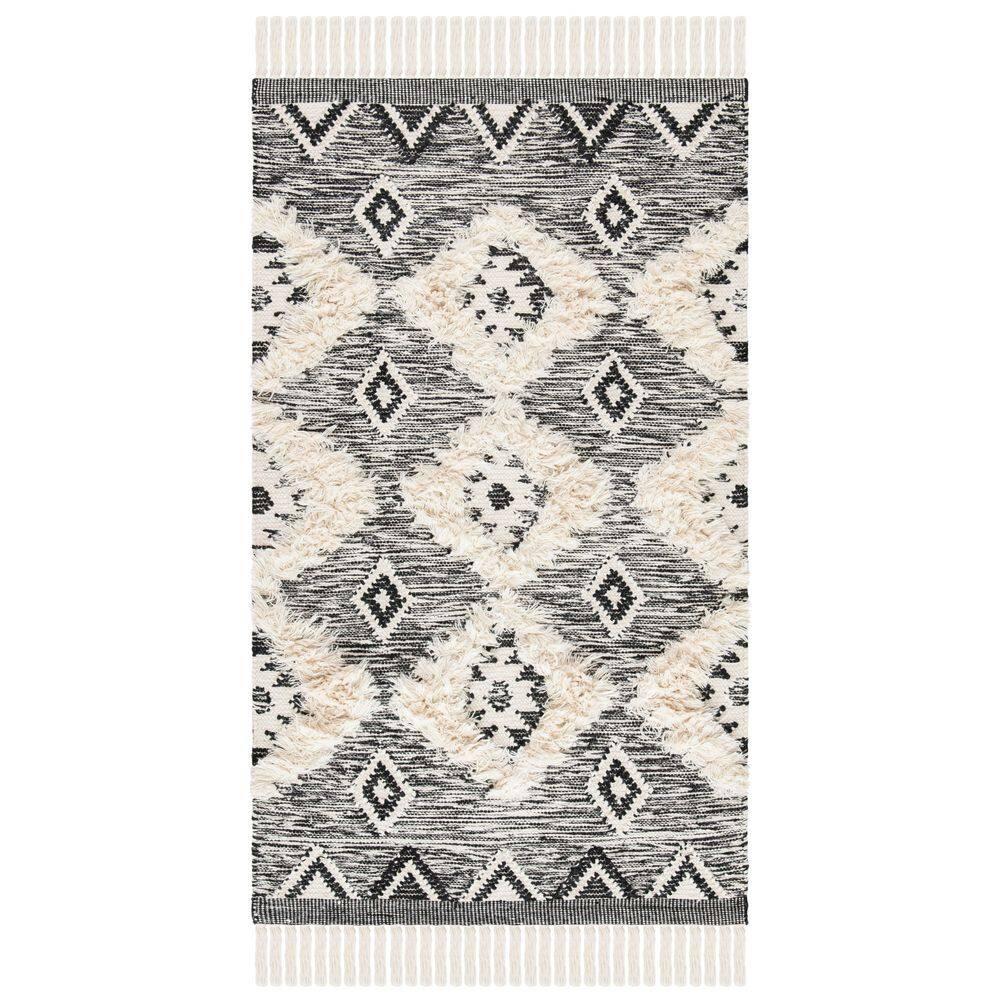 Kenya KNY906 Hand Knotted Accent Rug - Black/Ivory - 2'3"x4' - Safavieh.