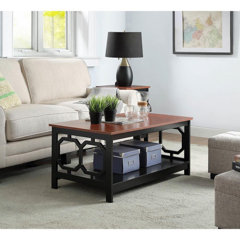 Convenience Concepts Omega Coffee Table with Shelf, Cherry/Black