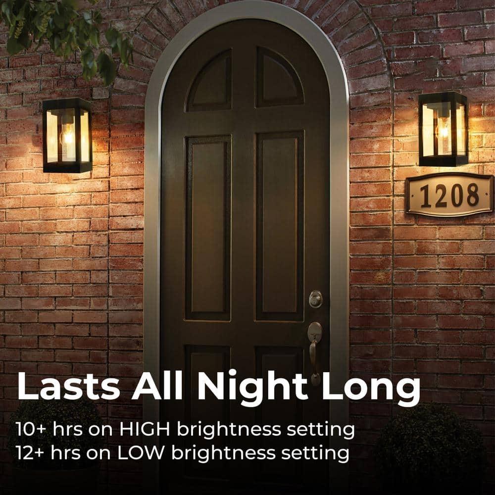 60 Lumens Solar Outdoor Black Aluminum Wall Light Integrated LED Edison Bulb