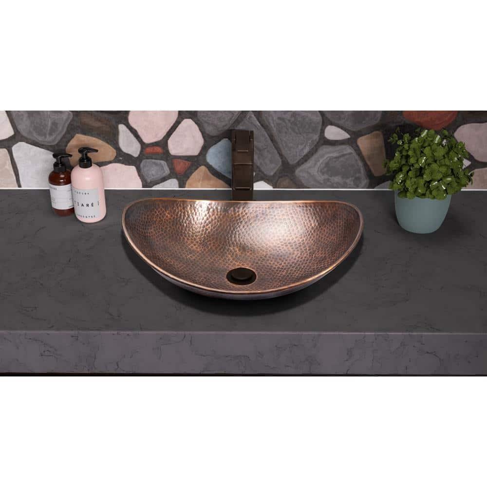 Pure Copper Hand Hammered Harbor Bathroom Vessel Sink 19"