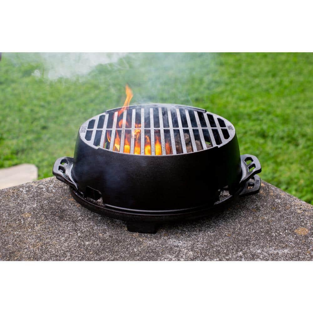 Lodge Cast Iron 12" Charcoal Camping Round Kickoff Grill