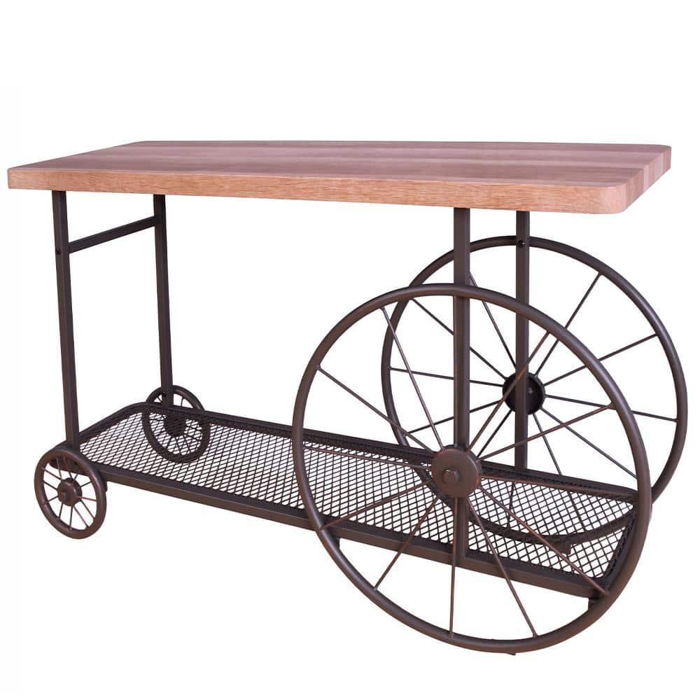 Francie 48" Accent Tables Oak and Antique Gray - Acme Furniture
