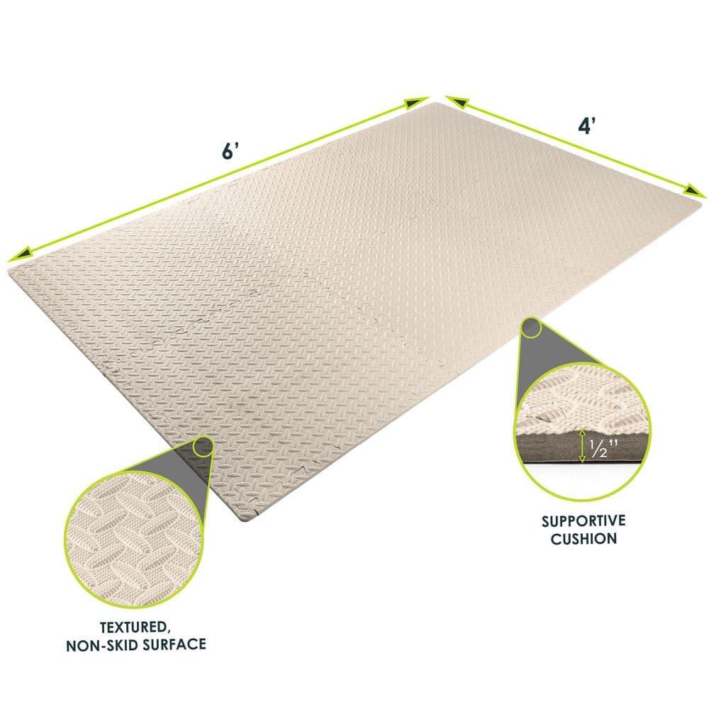 ProsourceFit Exercise Puzzle Mat 1/2-in, Beige, 24 Sq Ft - 6 Tiles