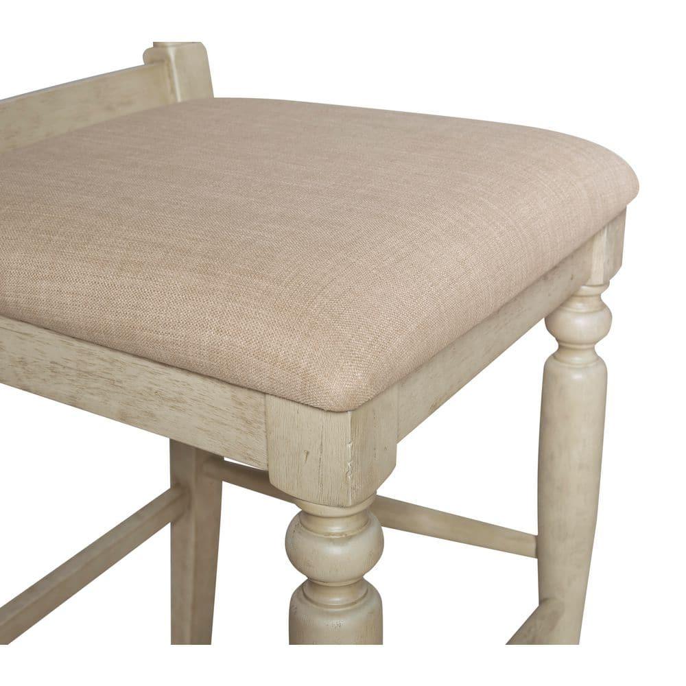 Marino Padded Seat Barstool 30" Height, Farmhouse Design, Linon: Rubberwood Frame, Linen Weave