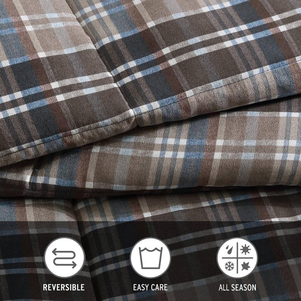 Eddie Bauer Eddie Bauer Rugged Plaid Brown Microsuede Reversible Duvet Cover Set
