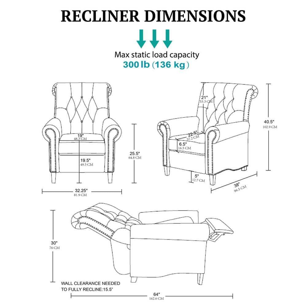 Madison Park Zak Recliner Chair Cream : Polyester Upholstery, Wood Legs, Foam Fill, Spot Clean