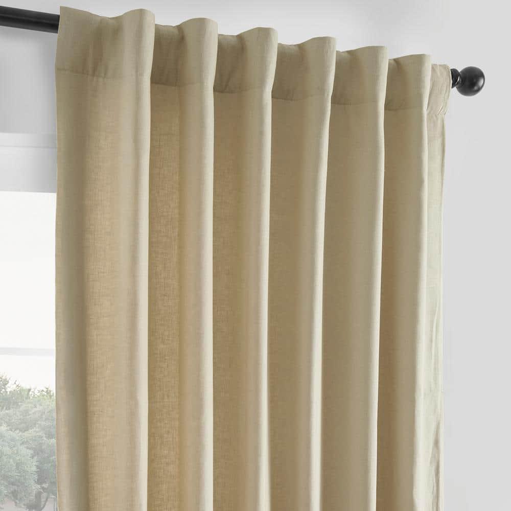 HPD HALF PRICE DRAPES French Linen Curtains 96 Inches Long Room Darkening Curtains for Bedroom & Living Room 50 X 96, (1 Panel), Walnut Beige, 50W x 96L