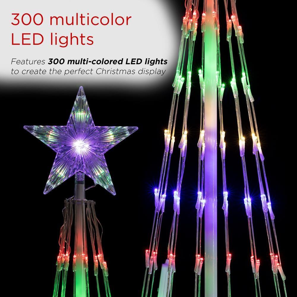 Alpine Corporation 86"H Indoor Artificial Christmas Tree with Multi-Colored Lights and Star Topper , Christmas Decoration