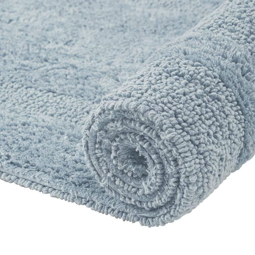 Better Trends Lux 100% Cotton Tufted Solid Reversible Bath Rug 24" x 40" Rectangle - Blue